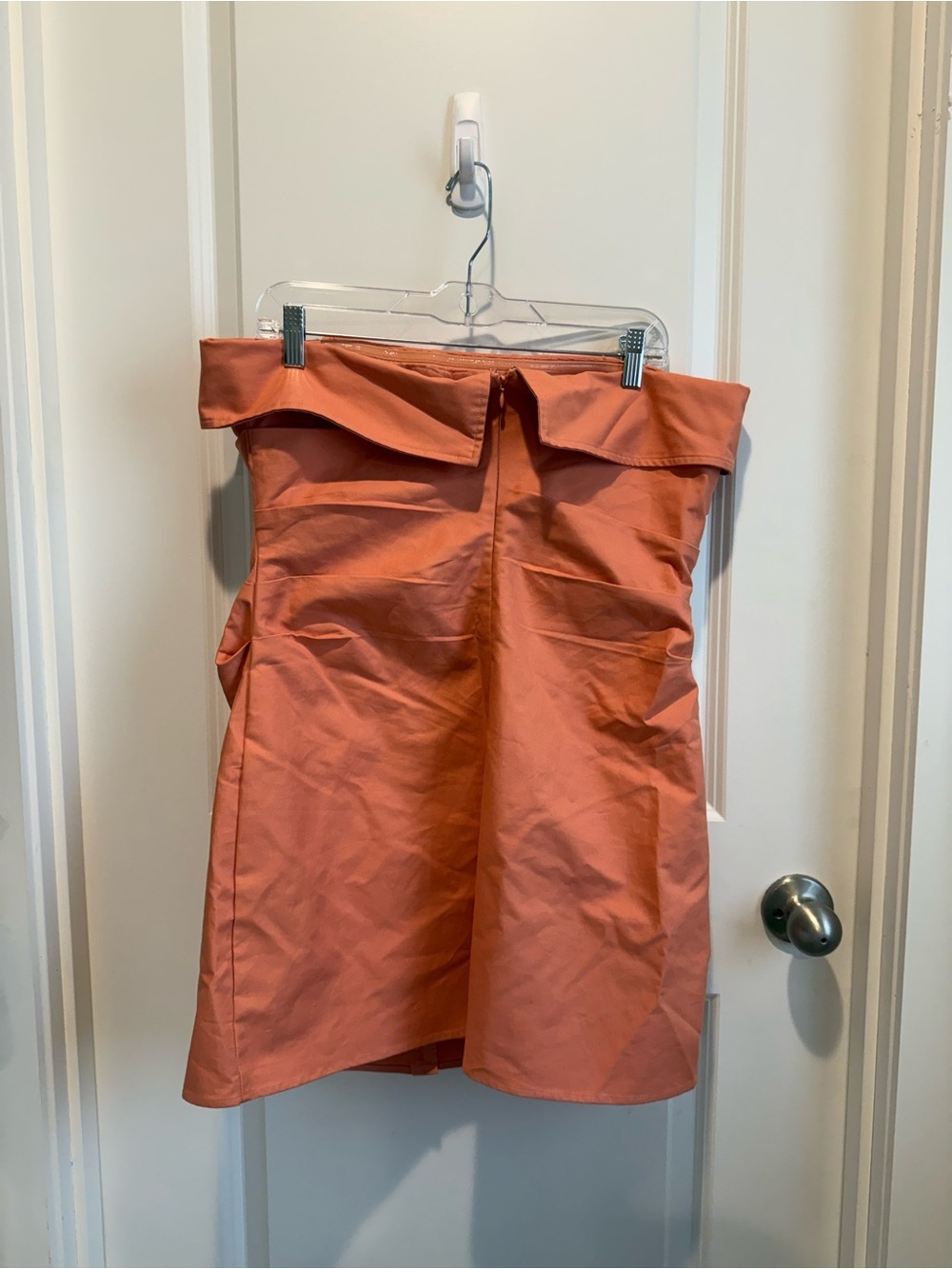 ASTR The Label Off Shoulder Ruched Button Front Mini Dress Rust Size Large - Picture 4 of 5